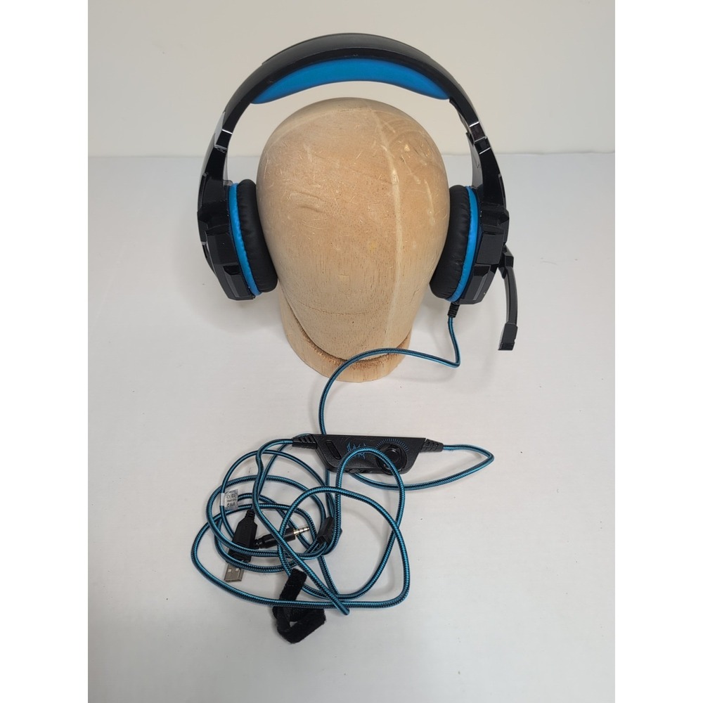 G9000 Over Ear Gaming Headphones with Mic and LED (Black/Blue) Compatible T16-D